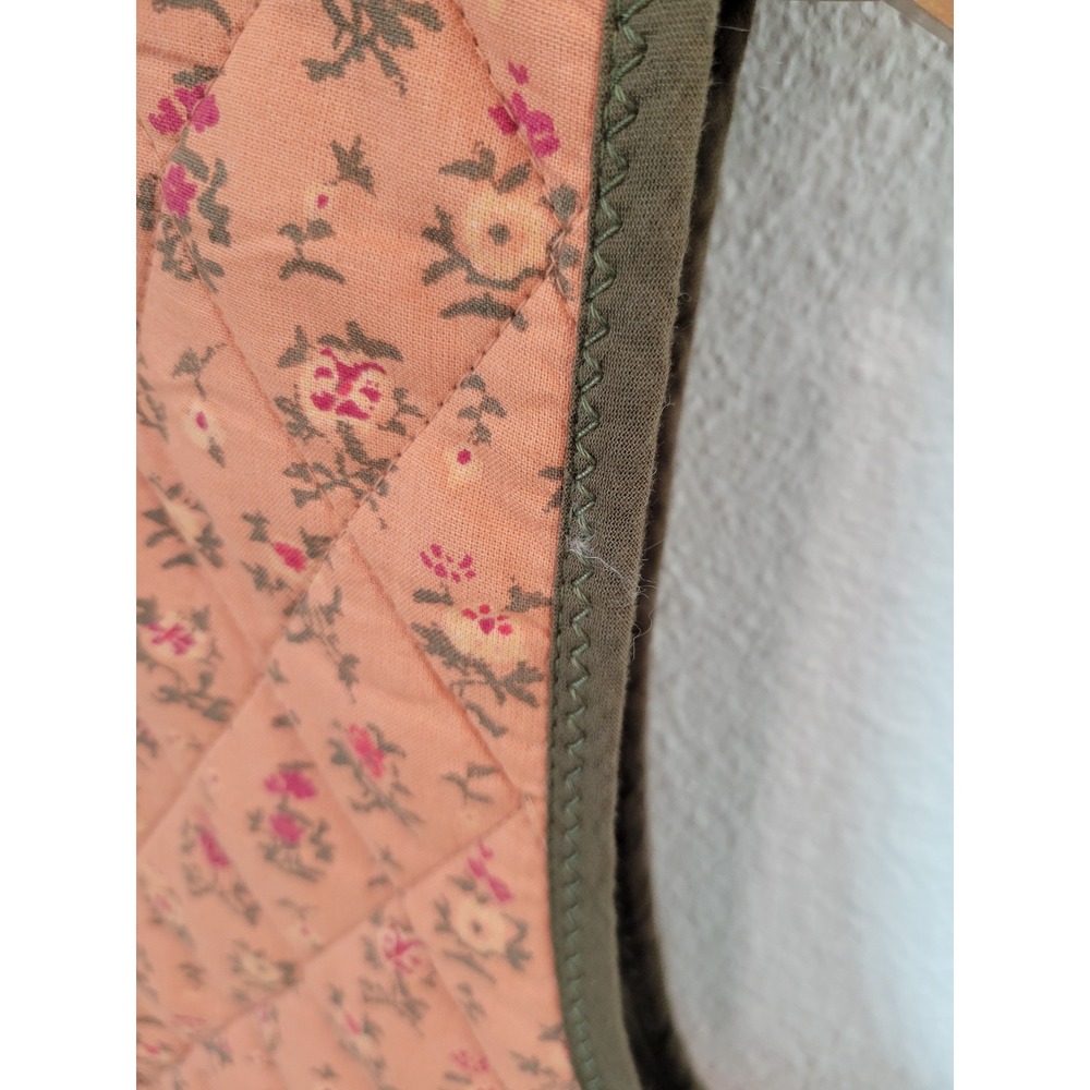 Free People Quilted Floral Vest Coral Pink Green Cotton Size M Boho Cottagecore - Picture 5 of 11